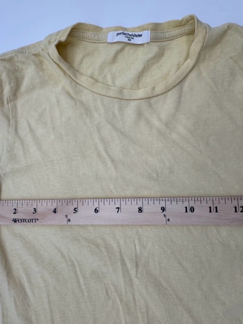 perfectwhitetee light yellow harley cotton boxy crewneck tee XS - Picture 6 of 6